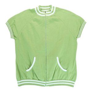 Lizgolf Women's Size XL Full Zip Sweater ‎ Green Short Sleeve Solid Cotton Blend